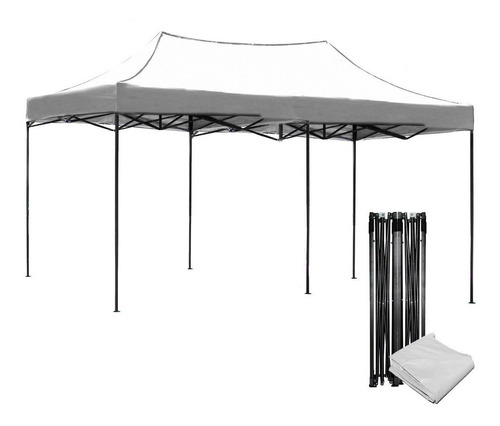 Imagen 1 de 10 de Toldo Plegable 3x6 Impermeable Retractil Azul Metalico
