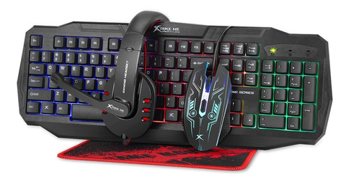 Kit de teclado y mouse gamer Xtrike Me CM-406 Inglés US de color negro