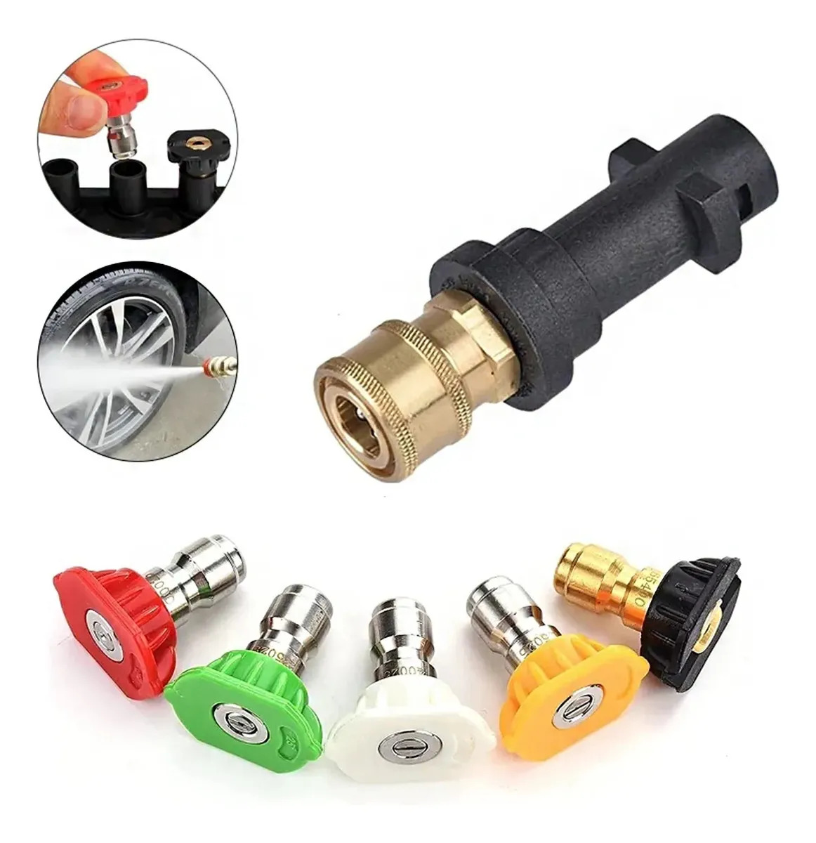 Adaptador Engate Rápido Lavadora Alta Pressão Para Karcher K2, K3, K4, K5, K6, K7, Bicos Para Karcher Wap 4000Psi 5 Pcs