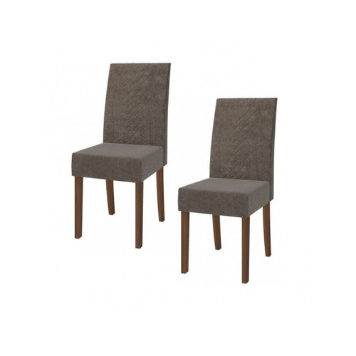 Silla Olimpia Color Nogal Tela Suede Marron Pack X 2
