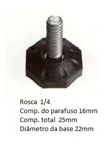 100 Pés Niveladores Rosca 1/4  X Comprimento Da Rosca 5/8