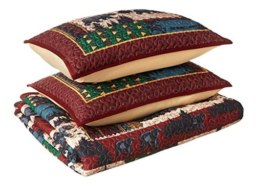Ll Home Patchwork Bear Quilt Bedding Set, Queen Size (90 X90