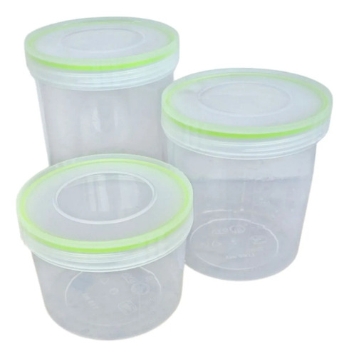 Set De Tuppers Herméticos Recipientes Botes Plástico Para Comida Alimentos Funcional Reutilizables Congelar Microondas Refrigerador Contenedor Juego Con 3 Piezas Tapas De Rosca Yesh Market Modelo 0800