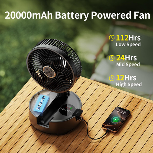 Ventilador Portátil Socool Modelo Plegable 20000 Mah 8 Veloc A10 Negro