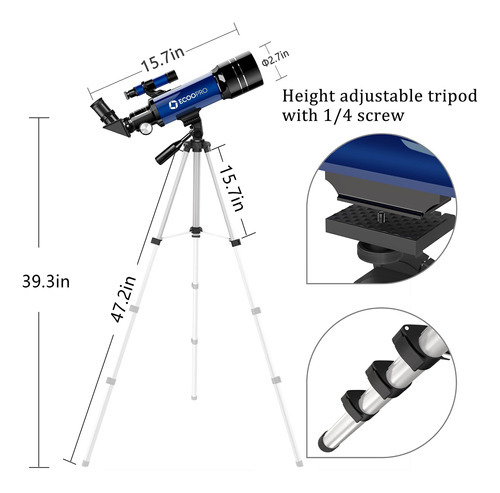 Telescopio Refractor Astronómico Ecoopro 3216595147 70 Mm Con