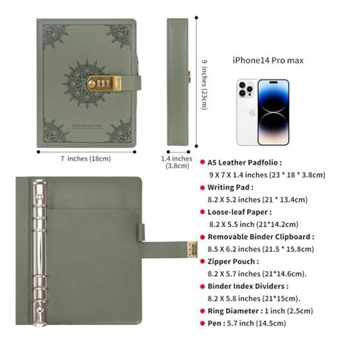Wason Journal Con Lock A5 Binder Diary Diary Spiral Notebook