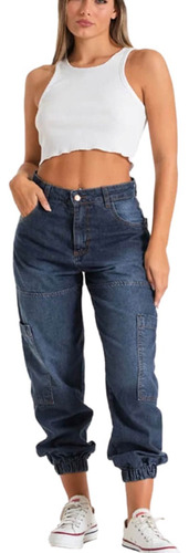 Babucha Jean Cargo Rigida,bolsillos  T 46 Y 48