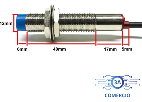 Sensor Indutivo M12 4mm 3 Fios 24v Na Npn Ou Pnp Lj12a3-4-z