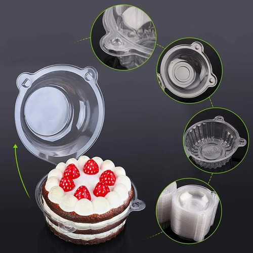 150 Vasos Con Domo Estándar Cupcake Caja Individual Y