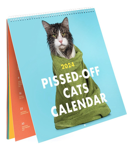 Calendario De Pared Para 2024 De Pissed Off Cats, Divertido