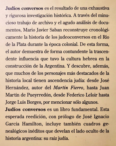 Saban. Judios Conversos. Las Familias Tradicionales Argent. (Usado)