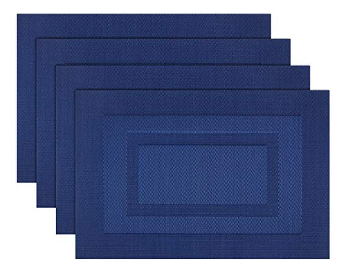 Mantel Individual De Vinilo Con Diseño Tejido Azul 4 Pzas