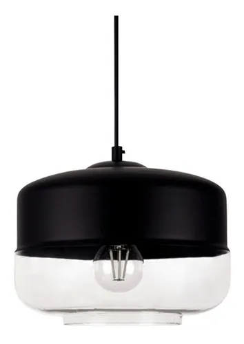 Lampara Colgante Vidrio Deco Diseño Dayan Negro P/ Led E27