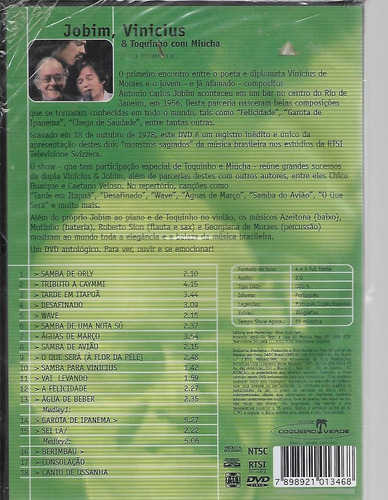 Dvd Tom Jobim, Vinicius & Toquinho Com Miucha Concerti Live Estandar