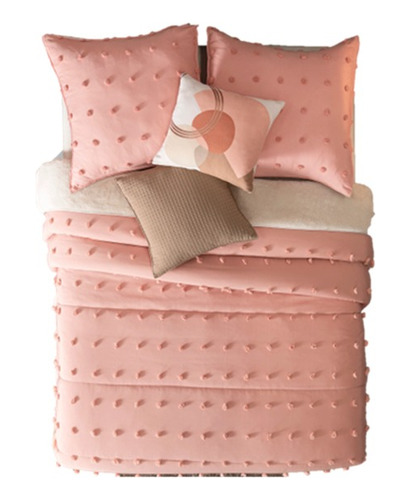 Cobertor Austral Roseta Rosa/beige Pompones Ks Xl Vianney