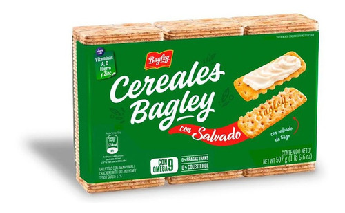 Galletitas Cereales Bagley Con Salvado Tripack Mediano