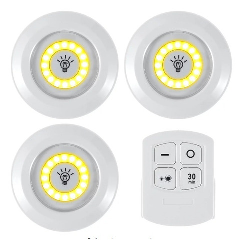 Kit 3 Luces Led A Pila 3*aaa Con Adhesivo Para Hogar Cocina 