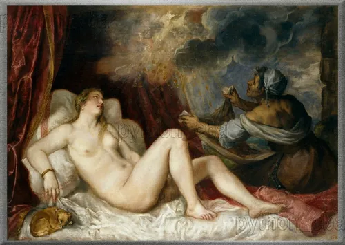 Cuadro Dánae Recibiendo La Lluvia De Oro - Tiziano - 1554