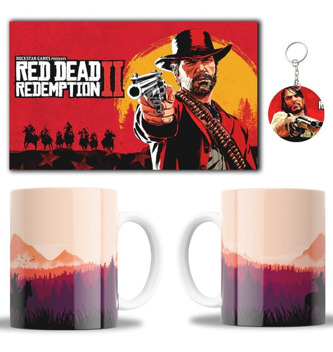 Cuadro Decorativo + Taza + Llavero Red Dead Redemption 1 Y 2