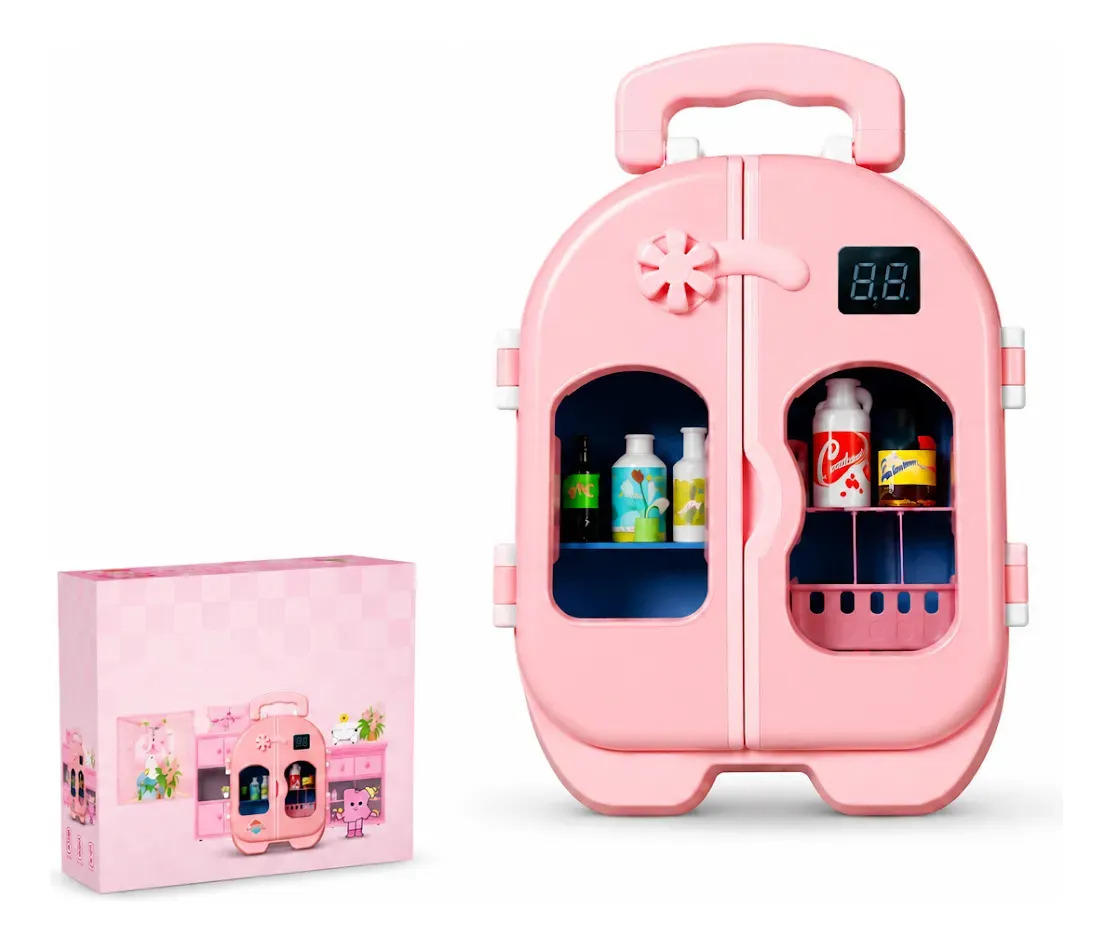 Geladeira de brinquedo Ark Toys Geladeira Casinha rosa