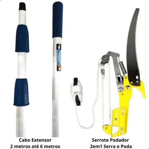 Serrote Podador De Galhos Altos Com Cabo Extensor 6 Metros