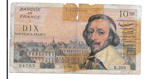 Liquido Billete De Francia 10 Francos 1962