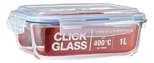 Pote Hermético De Vidro Retangular (bs) Click Glass 1l