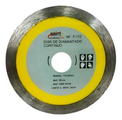 Disco De Corte Diamantado Liso Contínuo 110x20mm