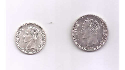 Monedas Bs 1 Y 2 1960 1965 Plata Lei 835 Colec Pvp X Ambas
