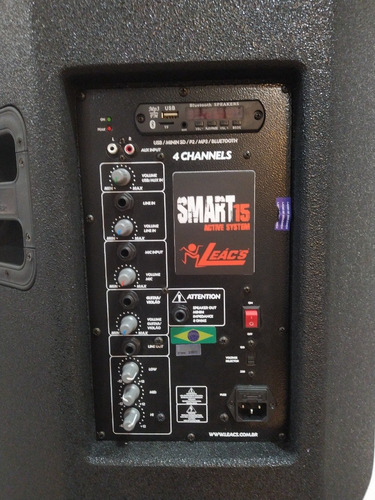 Kit 2 Caixas De Som Ativa Leacs Smart 15 250w Rms Com Nf