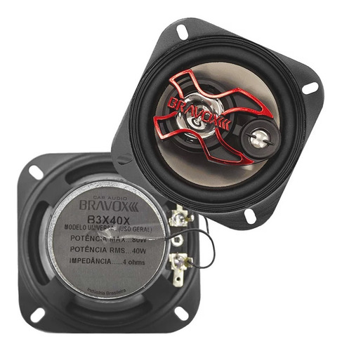Imagen 2 de 6 de Parlantes Para Auto 4 Pulgadas Bravox B3x40 X-line 80rms P