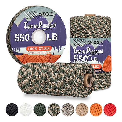 Cuerda De Paracaídas 550 Paracord De Camuflaje Forestal, 100