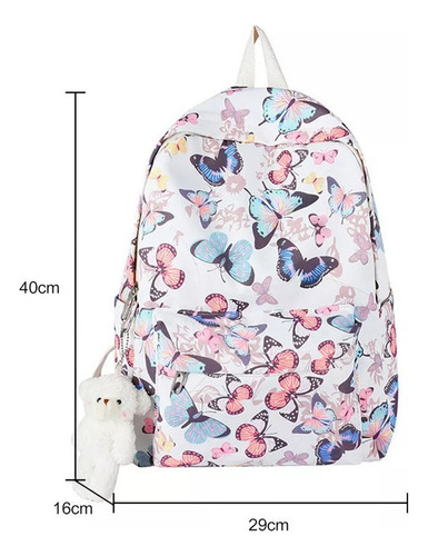 Apply To Mochila Casual Feminina Com Estampa De Borboleta