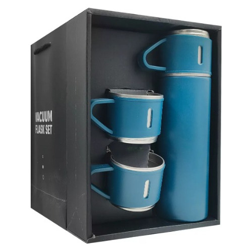 Kit Garrafa Térmica Vacuum Flask Set 500ml Com 3 Xícaras