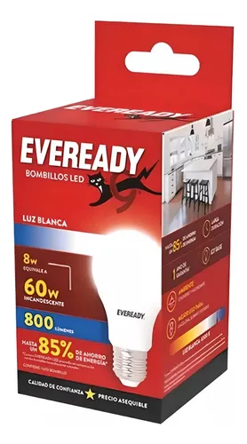 Ampolleta Lampara Eveready 8w Luz Blanca Led Fría Equiv 60w