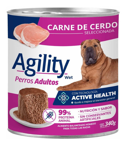 Alimento Agility Active Health Agility Active Health  para perro adulto todos los tamaños sabor cerdo en lata de 340 g