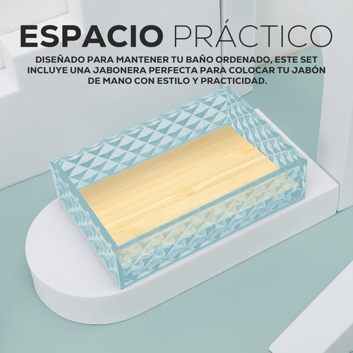Set De Baño 5 Accesorios Elegantes Diseño Tridimensional Azul