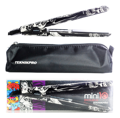 Teknikpro Mini Planchita Alisado Flequillo Funda Black White Color Negro