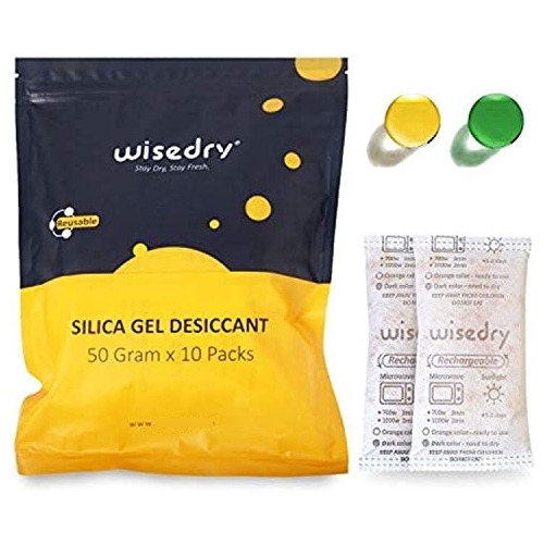 Wisedry 50 Gram [10 Packs] Silica Gel Desiccant Packets Micr