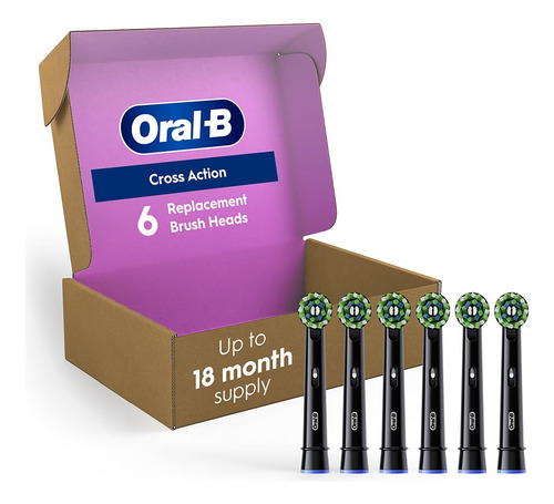 Cabeças De Escova De Reposição Oral-b Crossaction Black 6 Un
