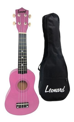 Imagen 2 de 3 de Ukelele Leonard Soprano Con Funda Color Rosa Uk5pk