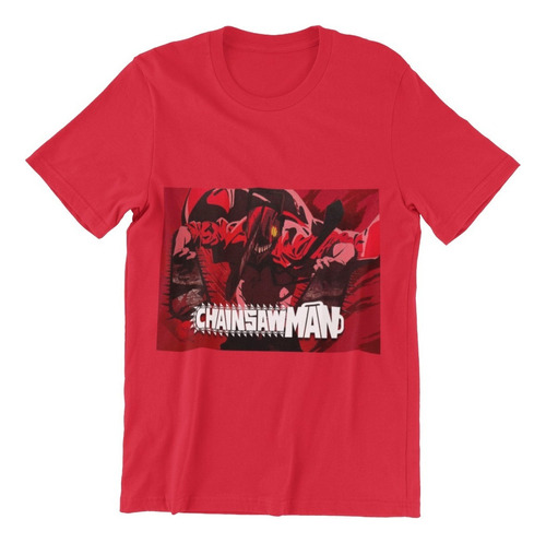 Polera Unisex Chainsaw Man Manga Red Estampado Algodon