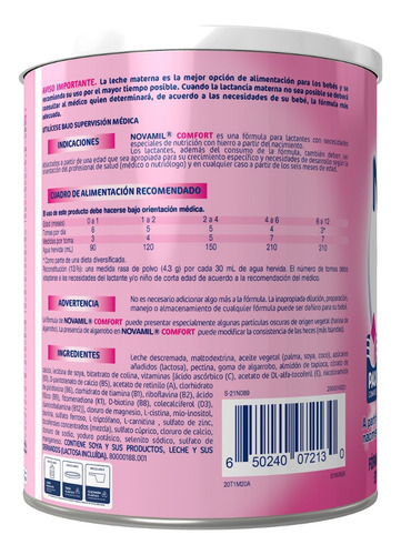 Novamil Comfort A Partir Del Nacimiento, Bote Con 800g. Sin Sabor