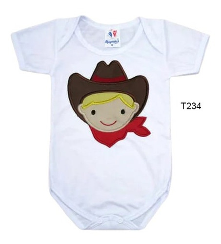 Body Infantil Garotinho Cowboy Rosto Country Masculino