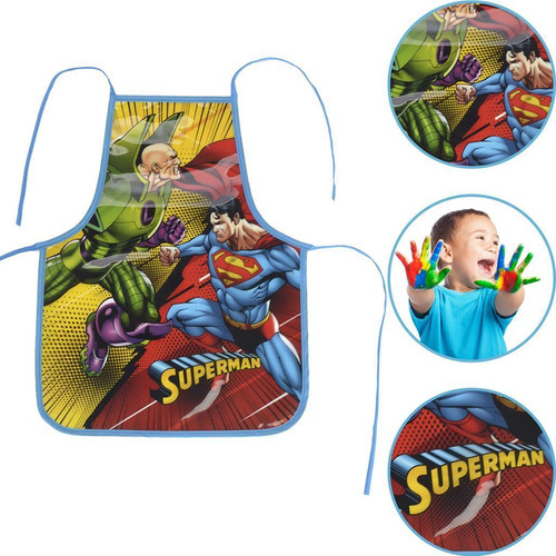 Avental Infantil Para Escola E Pintura Superman Super Homem Cor Preto