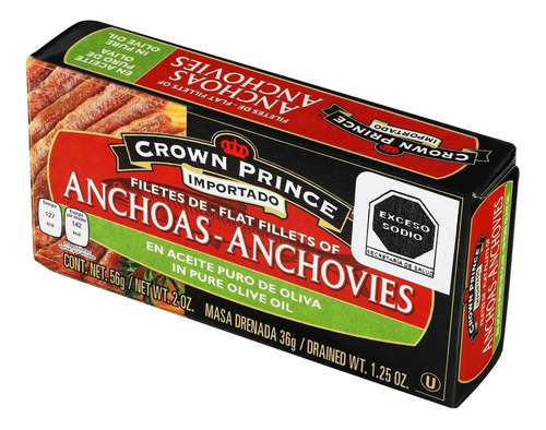 Filete De Anchoas Crown Prince En Aceite De Oliva 56 Gr