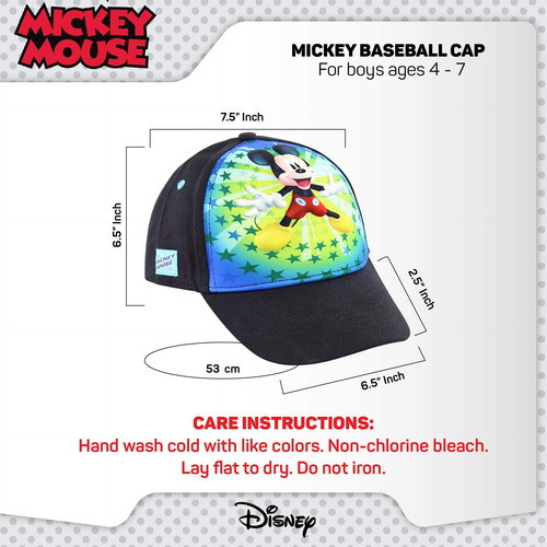 Gorra Ajustable Mickey Mouse Para Niños 2 A 7 Años