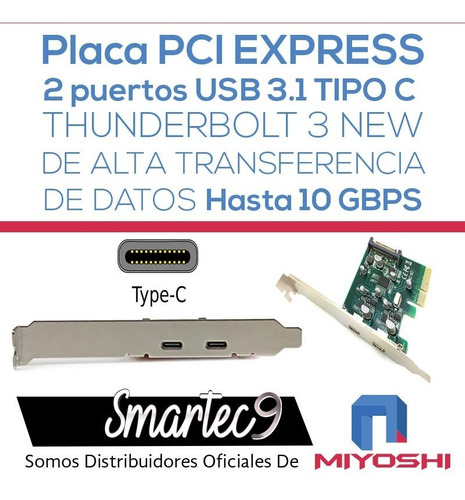 Imagen 2 de 10 de Placa Pci Usb C 3.1 Doble Puerto Alta Vel 10gbps Liquidacion