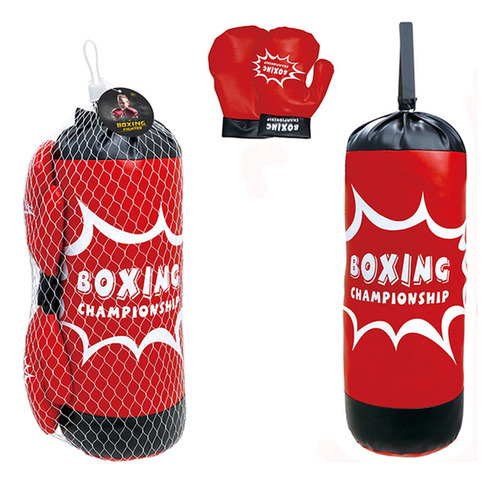 Bolsa De Boxeo Chico Para Niños Con Guantes Boxing Fighter 33cm De Alto