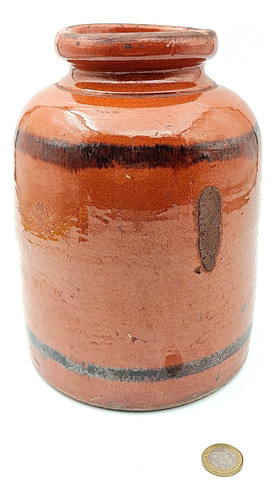 Frasco Aceitunero Barro Esmaltado Bicolor Antiguo - Almacen (Usado)